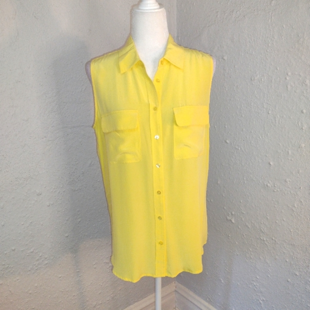 NWT Equipment Silk Sleeveless Button Down Size Medium Yellow